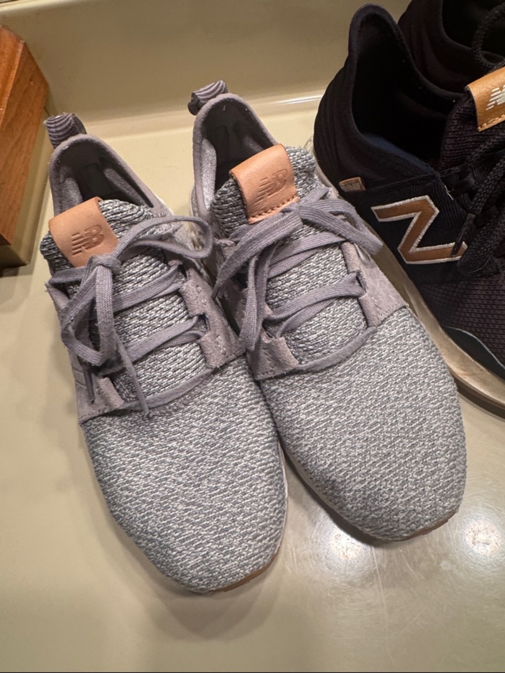 New Balance Sneakers Duo - Black and Light Gray with Tan Details 8D - Picture 2 of 9